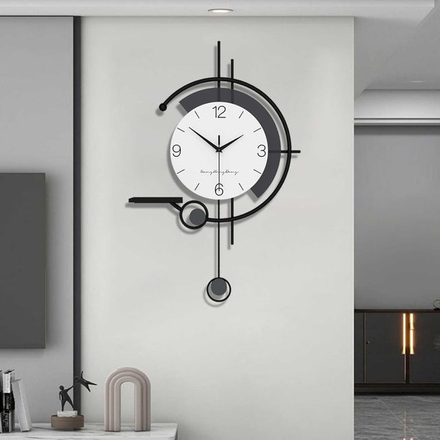 Horloge murale décorative simple et créative, silencieuse, avec table de rangement, adaptée au salon, à la chambre, au bureau, à la cuisine, au bureau