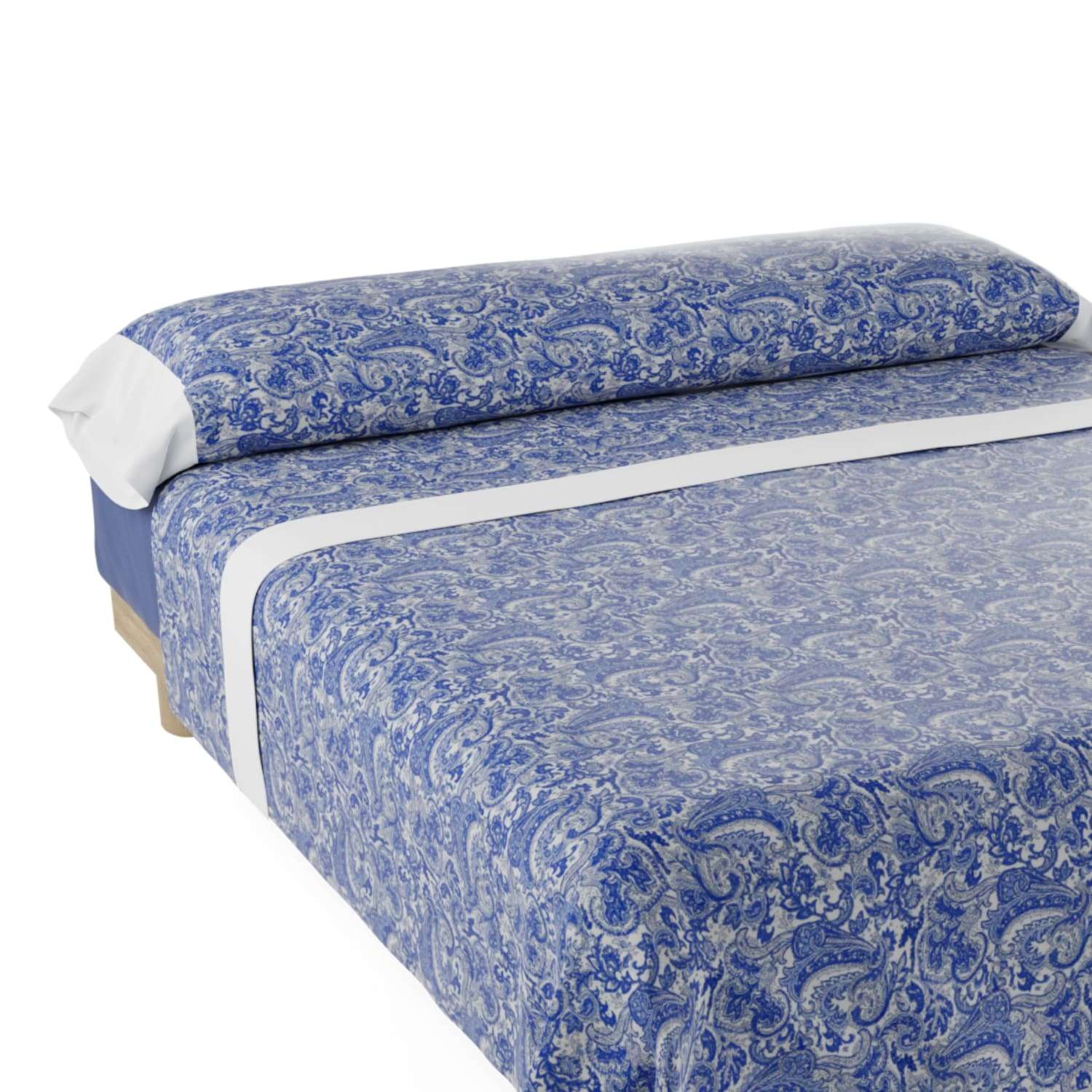 Nalui juego de sábanas cama 105 atenea azul / blanco tejido polycotton, lavable a 30º y fácil planchado