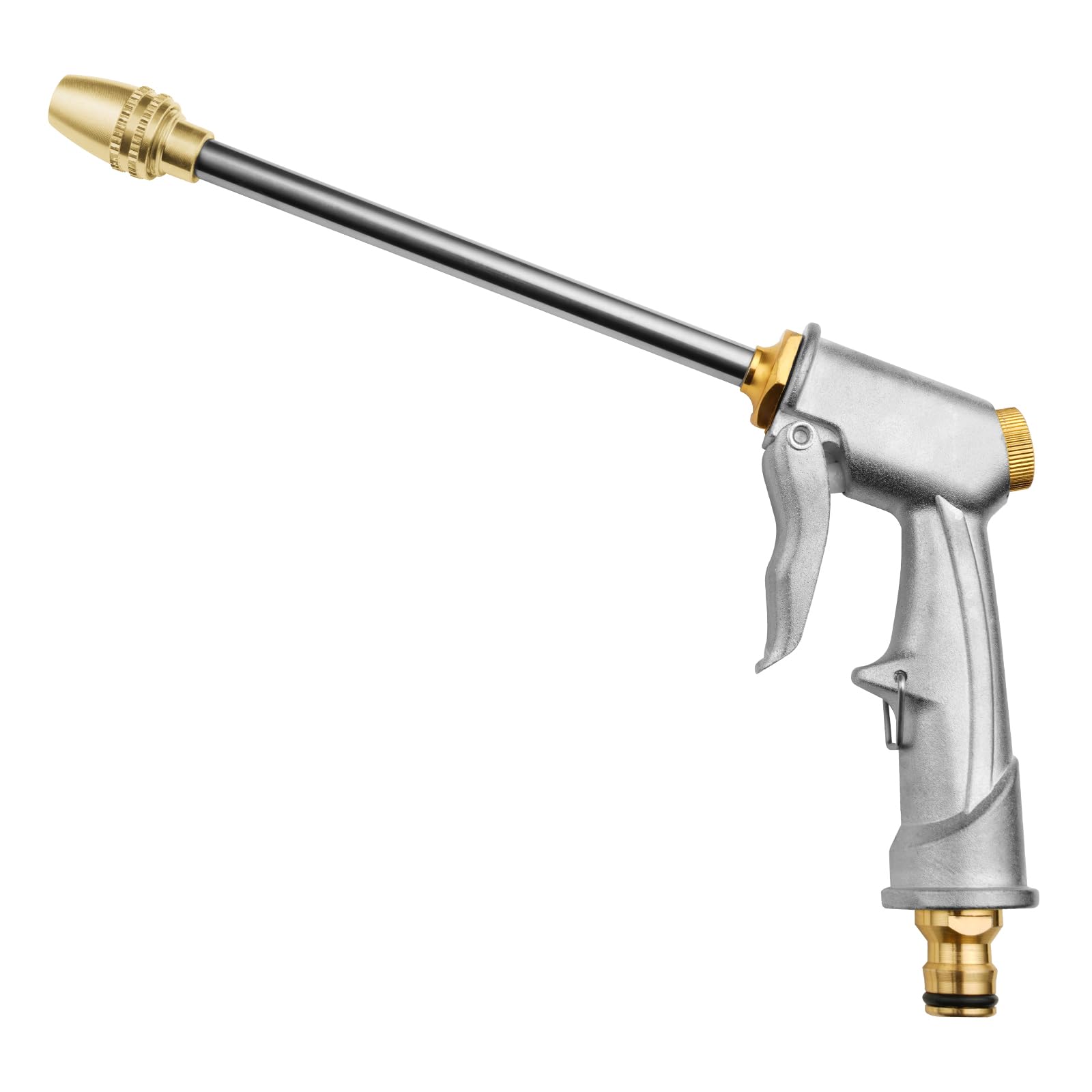 Metalowy pistolet do podlewania wytrzymałe pistolety wodne ogrodowe z mosiężną dyszą mycia samochodów czyszczenia nawadniania ogrodu i trawnika długi