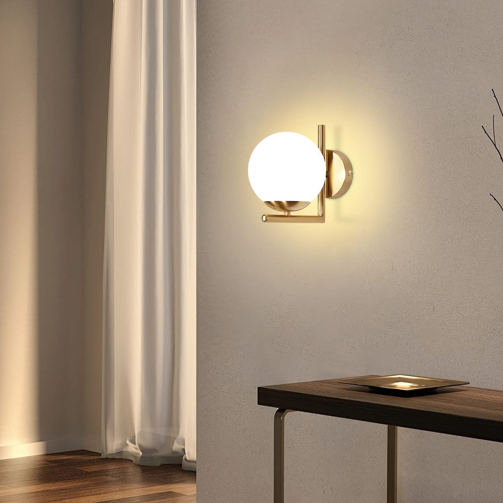 NETTLIFE Applique murale vintage boule de verre dorée E27 lampe murale d'intérieur chambre escalier - 8