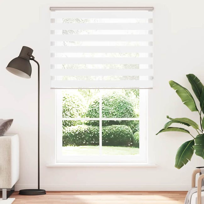 Zebra Blind, tenda avvolgibile giorno e notte, telaio in alluminio, doppio strato, tessuto a righe, moderna ed elegante, facile da pulire, controllo della luce, altezza di 145 cm, colore grigio Zebra Blind, tenda avvolgibile giorno e notte, telaio in alluminio, doppio strato, tessuto a righe, moderna ed elegante, facile da pulire, controllo della luce, altezza di 145 cm, colore grigio