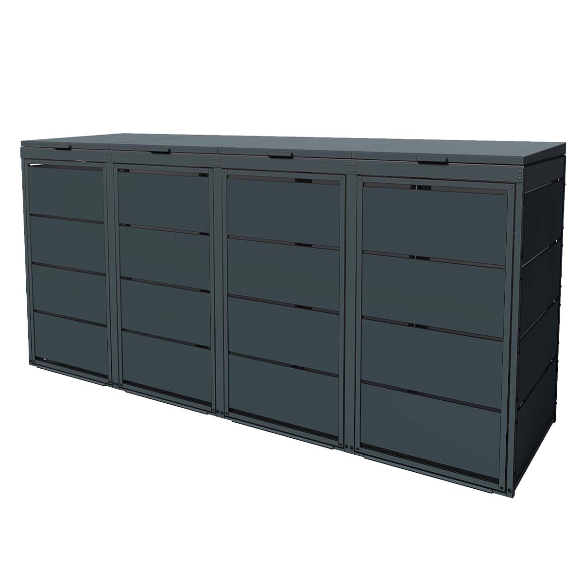 CASARIA Cache-Poubelle Extérieur 240L – Abri Poubelle Polyrotin Brun Avec Couvercle Rabattable + Porte Fermeture, 115x80x65 Cm