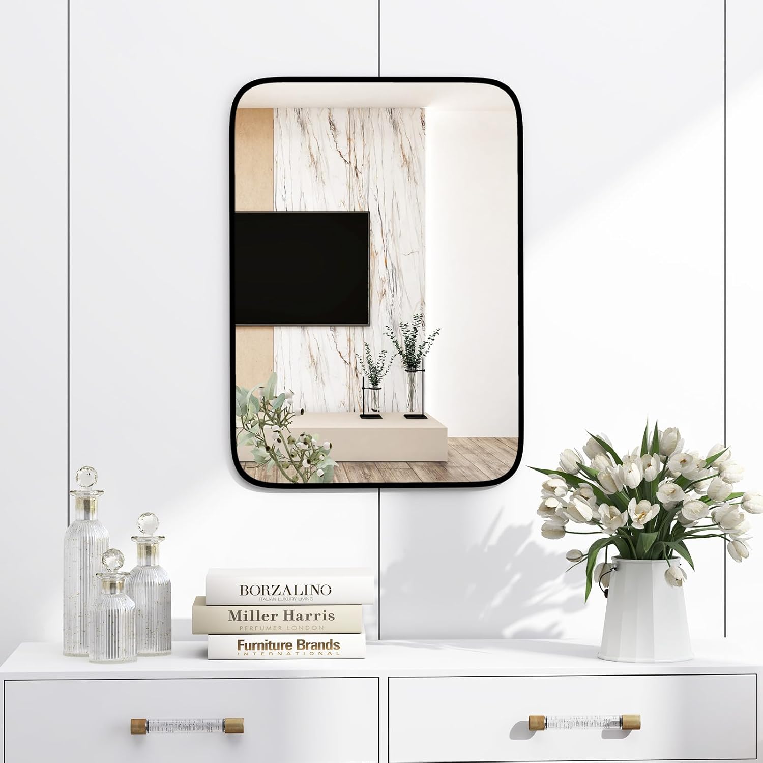 Miroir Mural Adhésif JMITHA 2mm - Verre HD Autocollant Pour Salle De Bain Ou Salon | Lot De 4