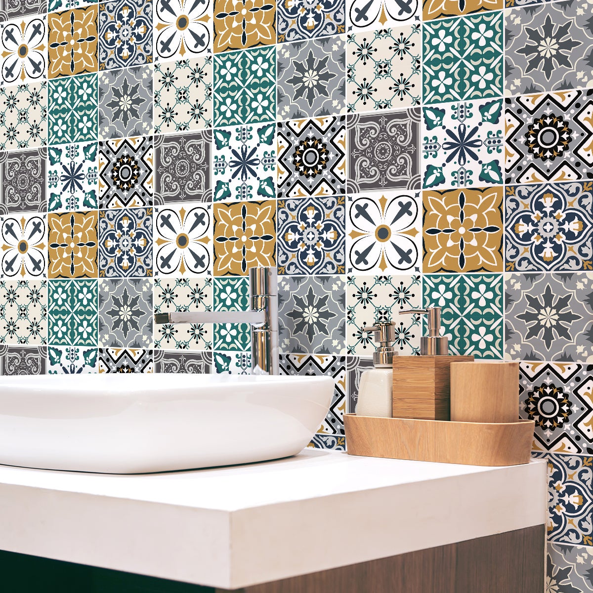 9 vinilos azulejos syneno - adhesivo de pared - revestimiento sticker mural decorativo - 9stickers20x20cm