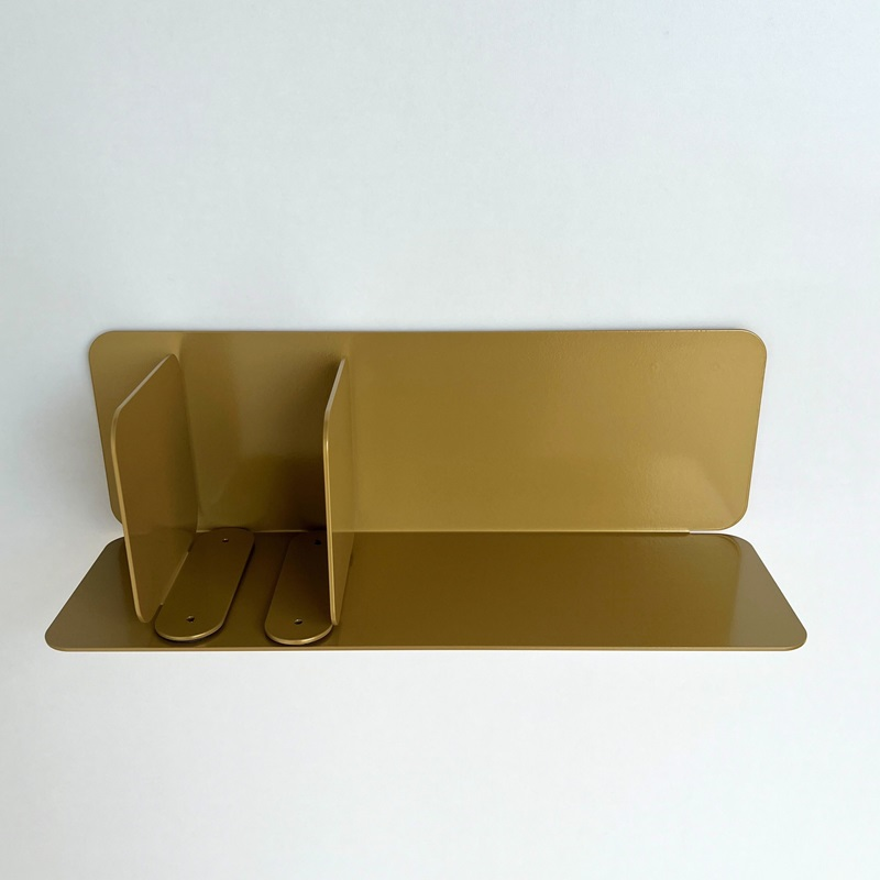Etagère murale en L DECO-GEM, acier finition époxy doré. 2 poses possibles. L.45 x H.15 x P.15,49 cm - 4