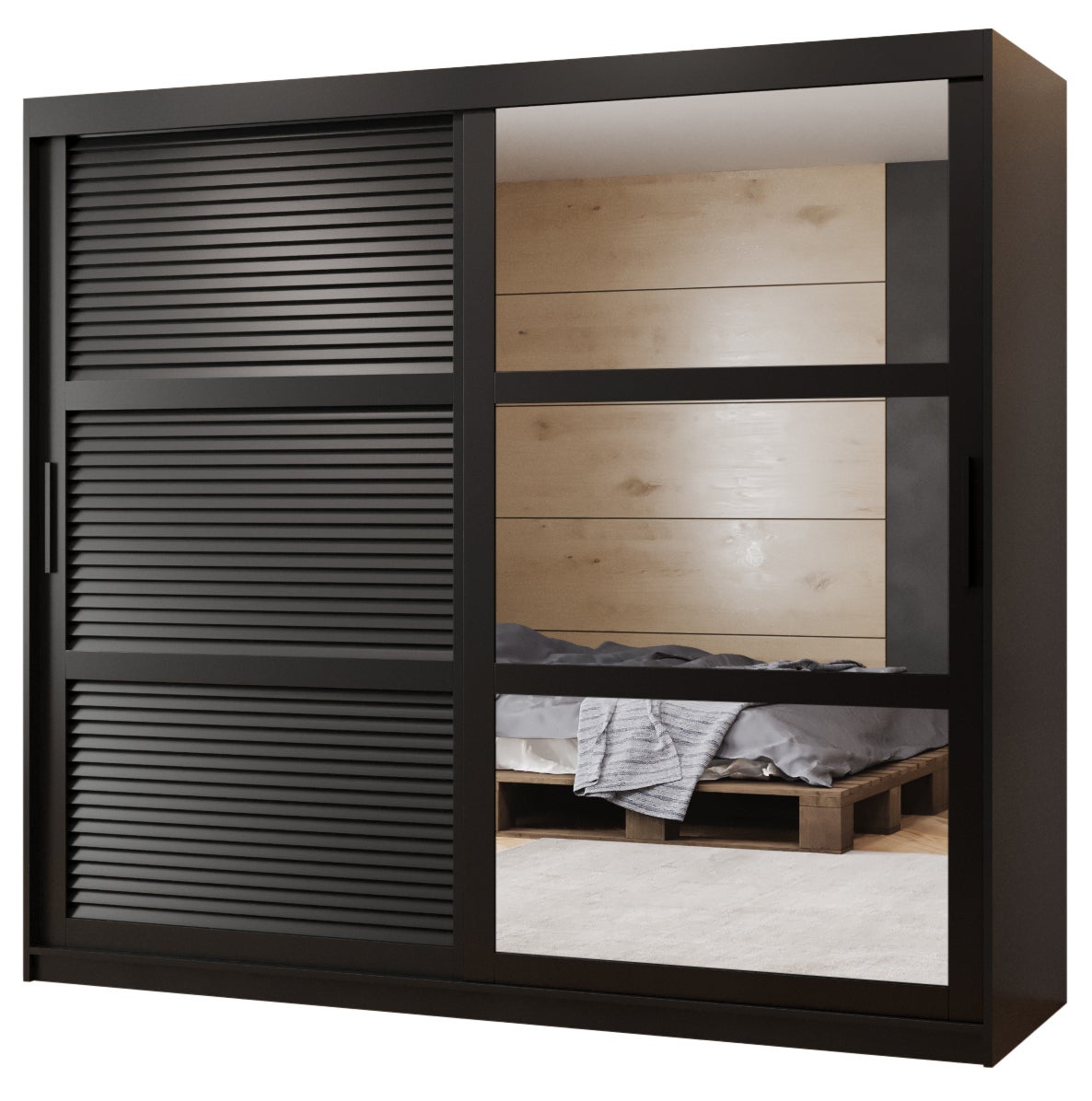 Szafa przesuwna garderoba ŻALUZJA 2 200 x 62 x 200 cm Czarny - Abiks Meble