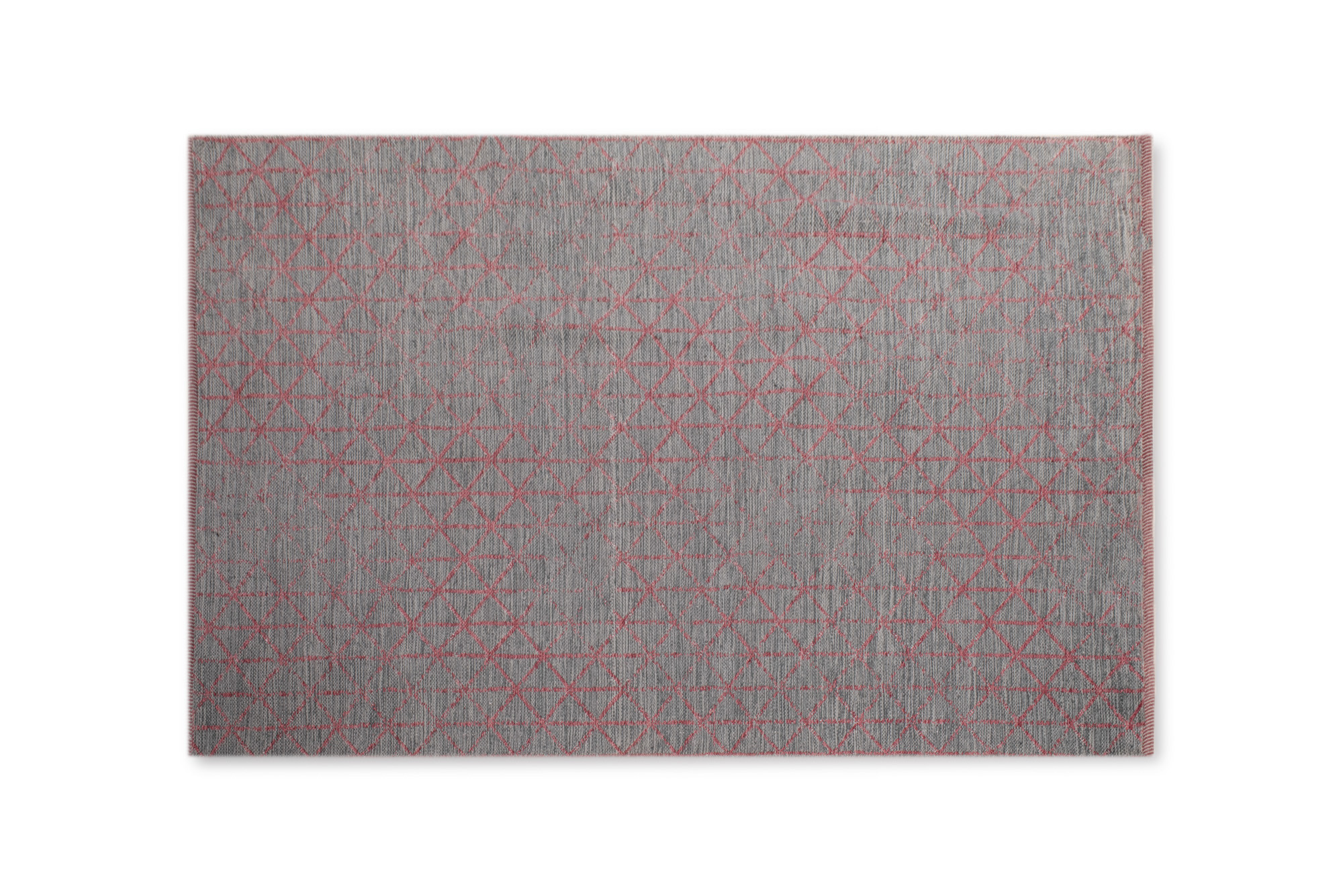Szaro-czerwony geometryczny dywan bawełniany 175x235cm