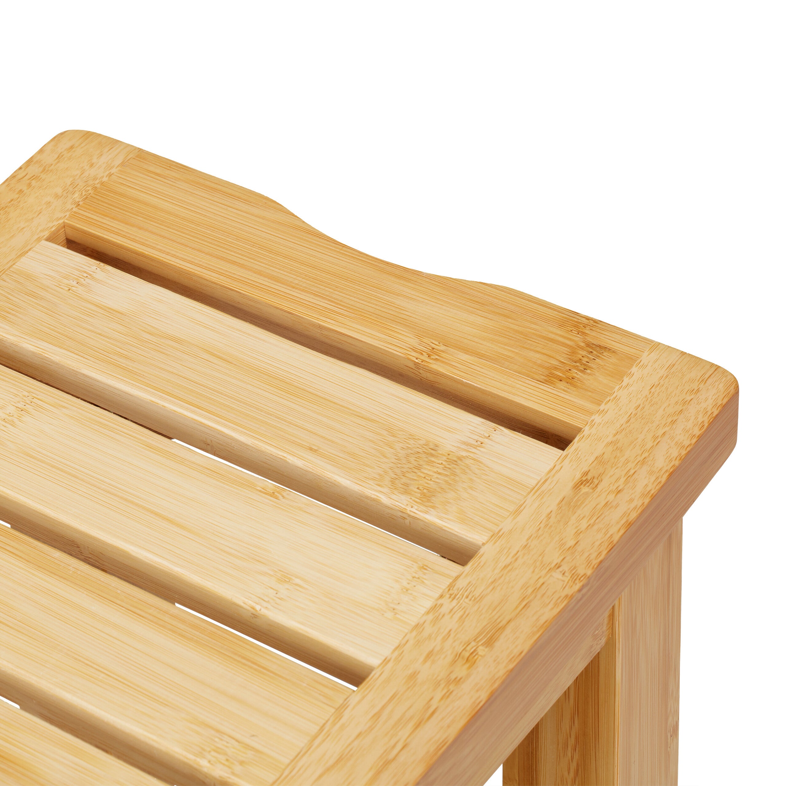 Tabouret en bambou, HxLxP: 45,5 x 48 x 25 cm, charge : 150 kg, banc en bois avec pieds antidérapants, nature, Relaxdays - 6