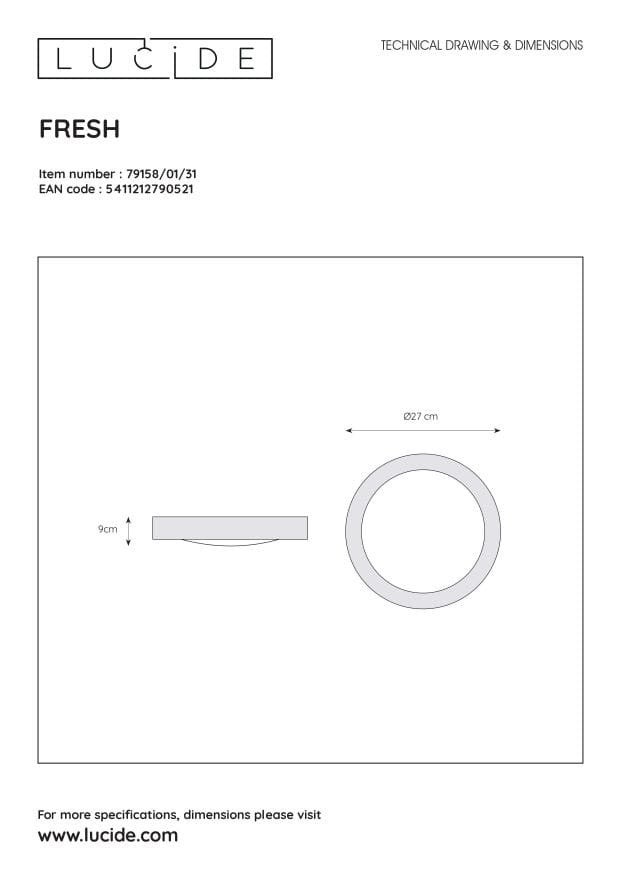 Fresh-plafonnier Rond De Salle De Bain Ø27cm - - 4
