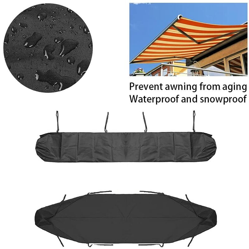 4 m Sac de Protection pour Store Banne,Housse de Protection Anti-poussière pour auvent de terrasse Noir Housse de Rangement pour cour et jardin - 2
