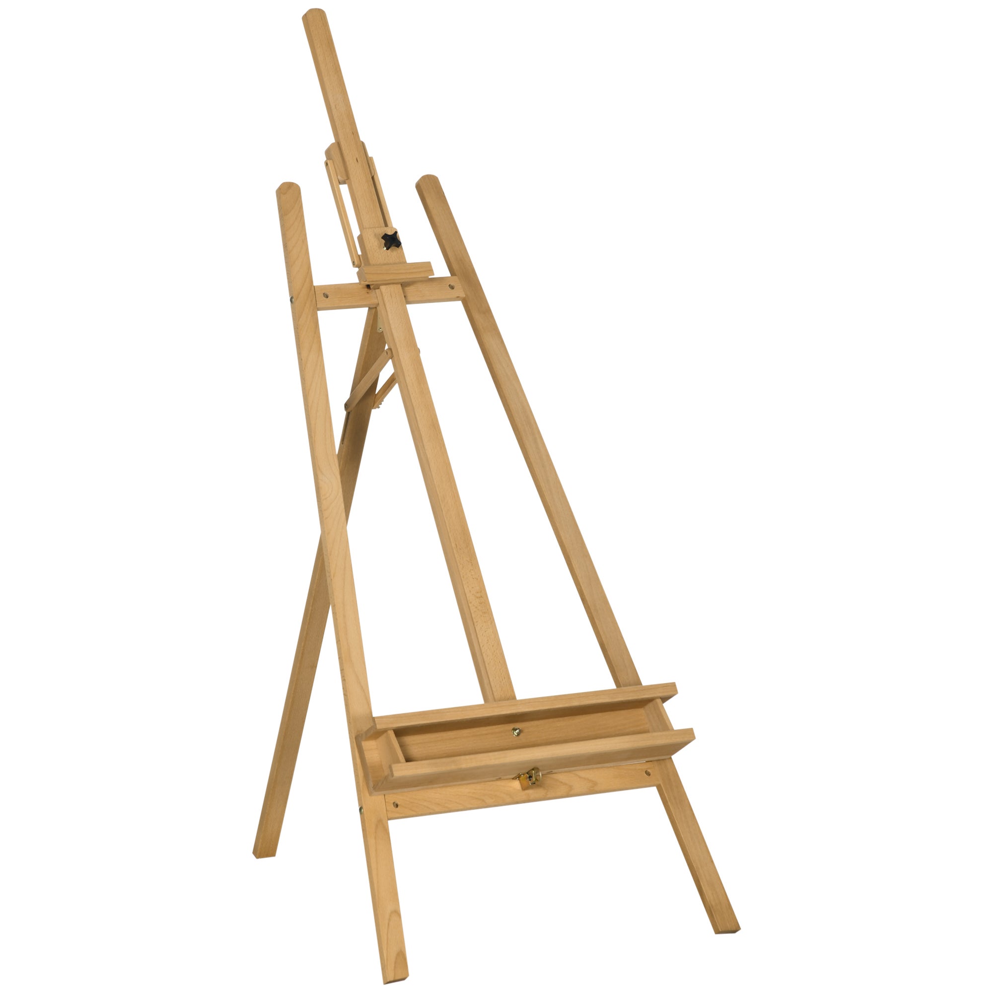 Chevalet peinture pliant bois hêtre hauteur angle ajustables 65x110x180-235 cm bois couleur - 2