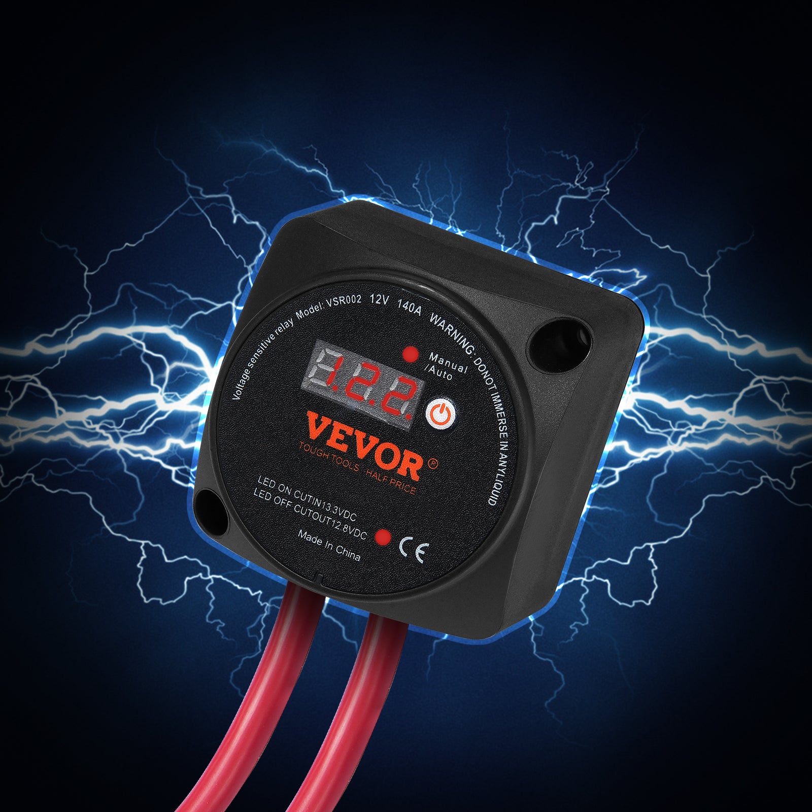 Isolateur batterie double,VEVOR 12V140 A,relais sensible tension VSR avec écran LCD,modes manuel automatique pour ATV,UTV,camping-car tout-terrain - 8