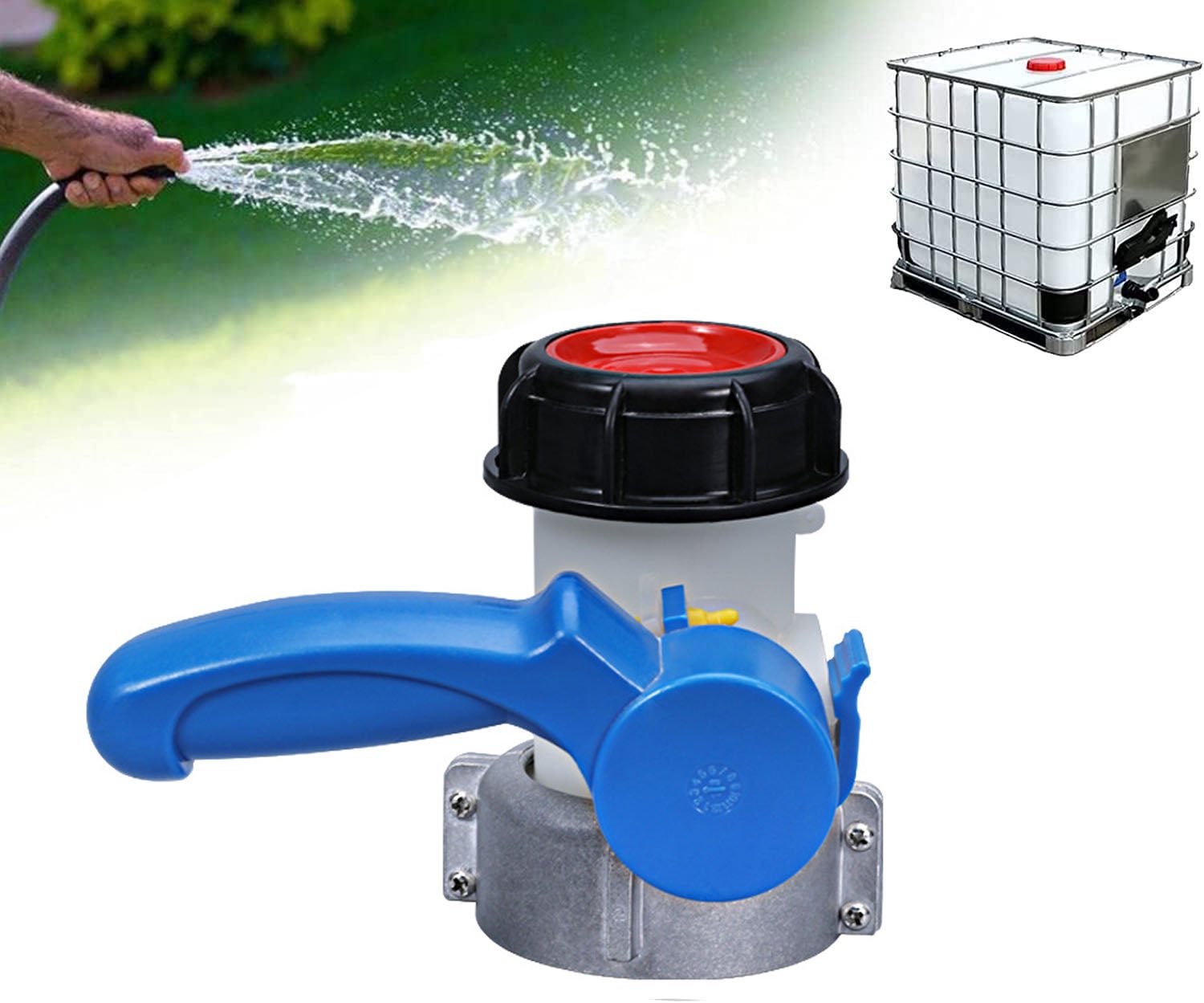 Adaptateur Universel IBC Robinet Papillon 75 Mm – Vanne Vidange Réservoir Eau Pluie – Raccord Pivotant Aluminium DN40/DN50