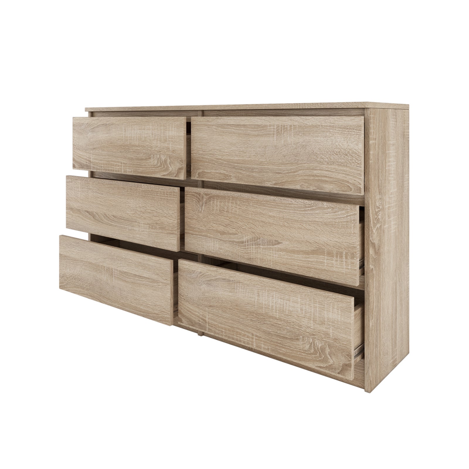 MILAN - Commode contemporaine chambre/salon/bureau 30x120x77 cm - 6 tiroirs - Meuble de rangementent - Chiffonier - Sonoma - 4