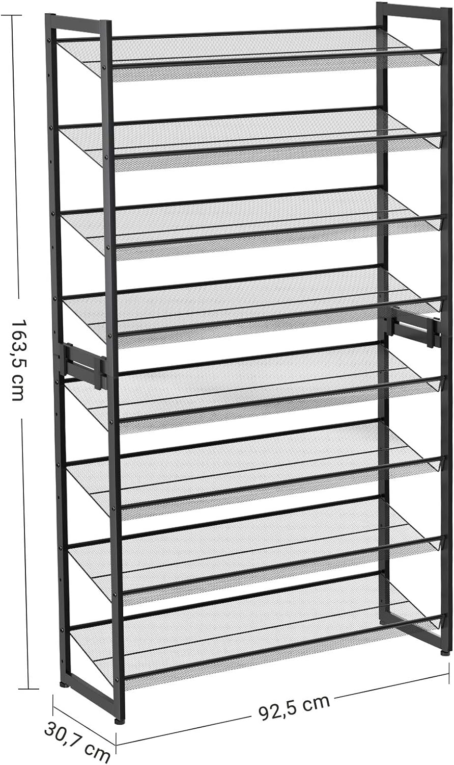 Meuble À Chaussures De 8 Niveaux, Ensemble De 2 Étagères, Couleur Noir - 5