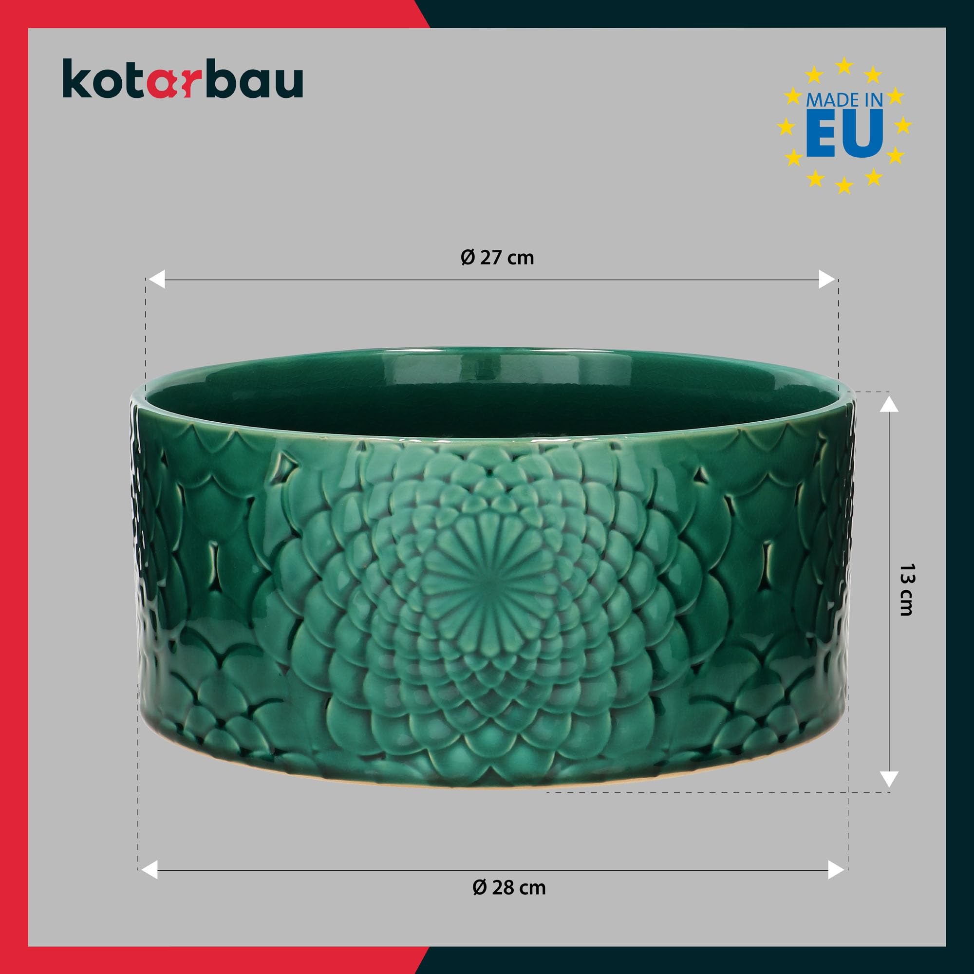 Doniczka donica 13x28cm niska misa na kwiaty rośliny ceramiczna domu ogrodu - KOTARBAU - 7
