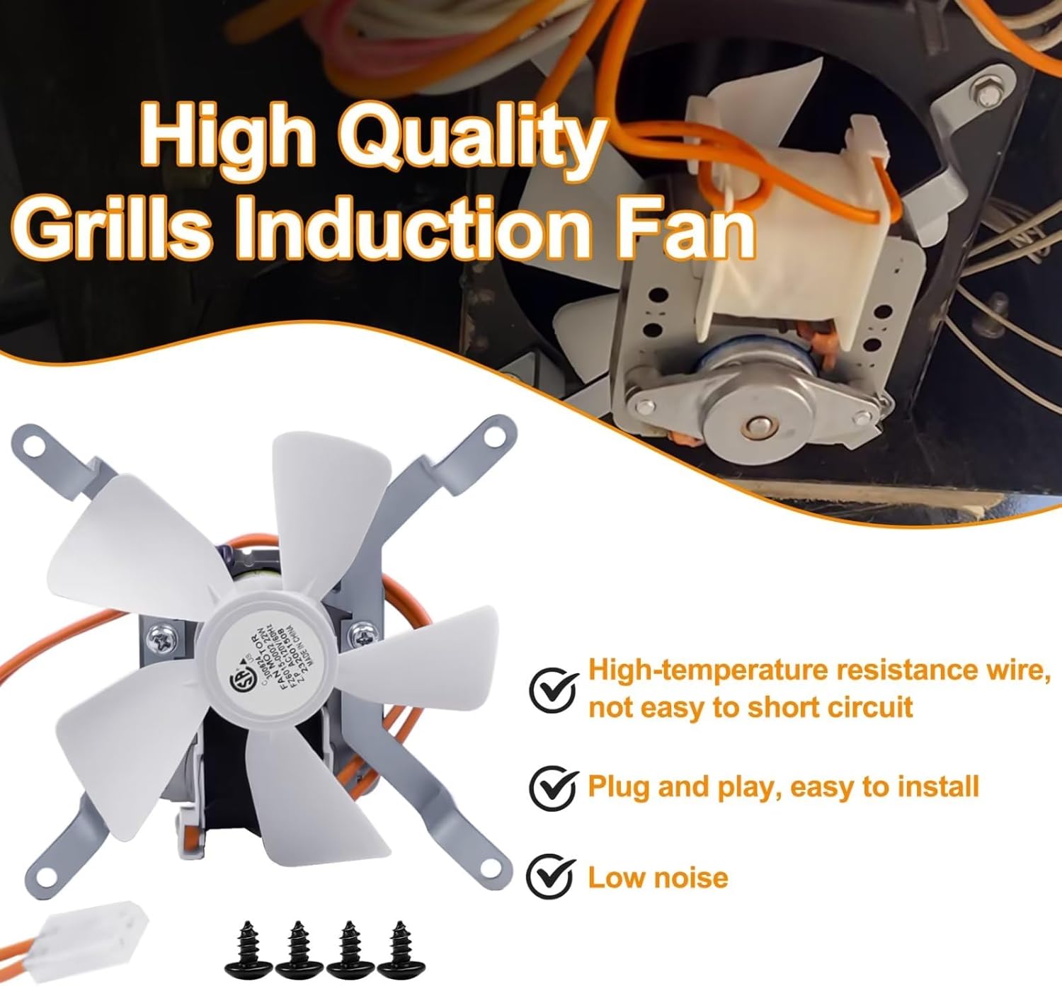 Bbq Fan Ventola A Induzione Per Griglie A Pellet - Ricambio Per Traeger, PitBoss, Chargriller, Smoke Hollow, 110-240V Soffiatore Per Barbecue - 3