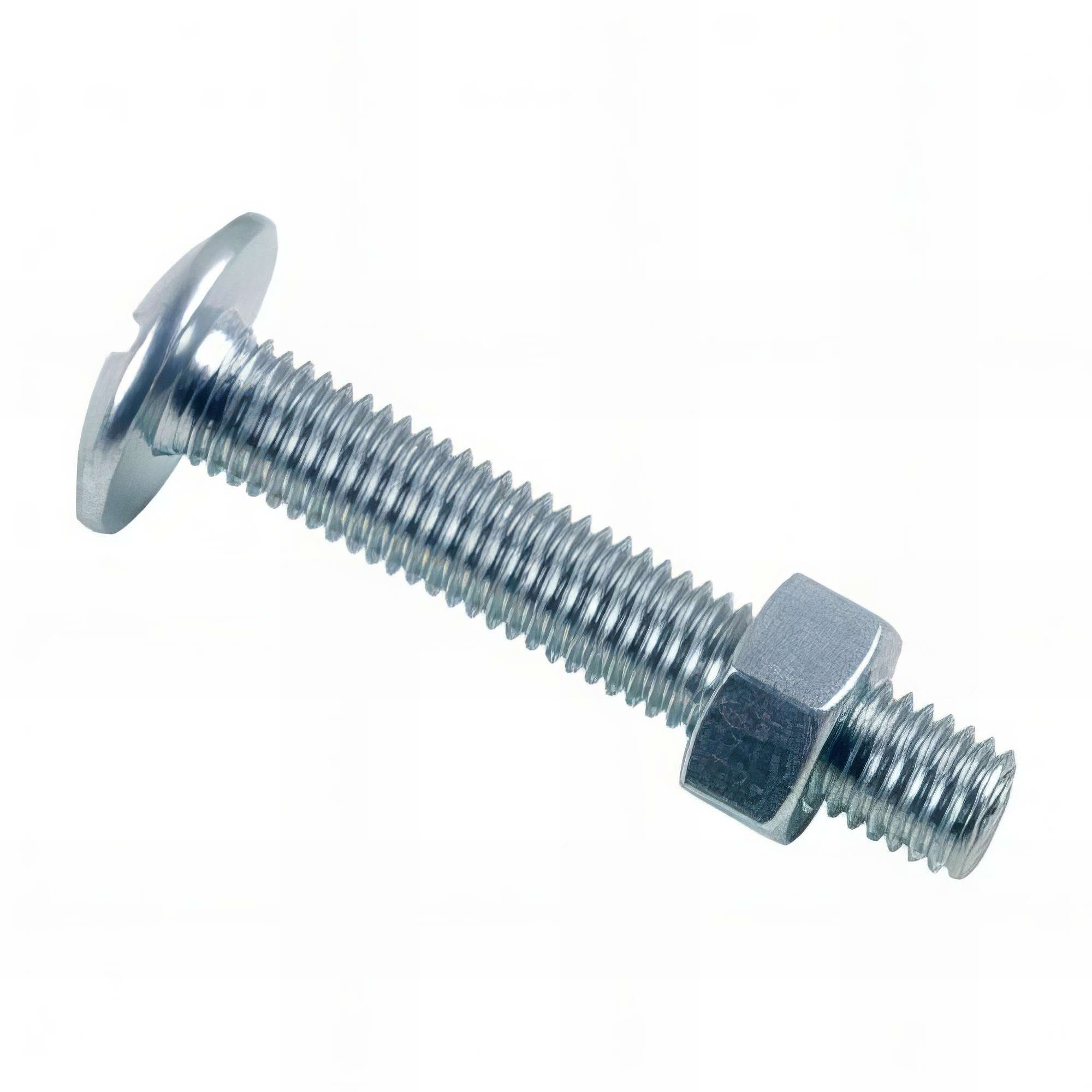 Lot De 10 Boulons Poêlier VISSAL - Acier Zingué 6x30 Mm - Tête Ronde Large