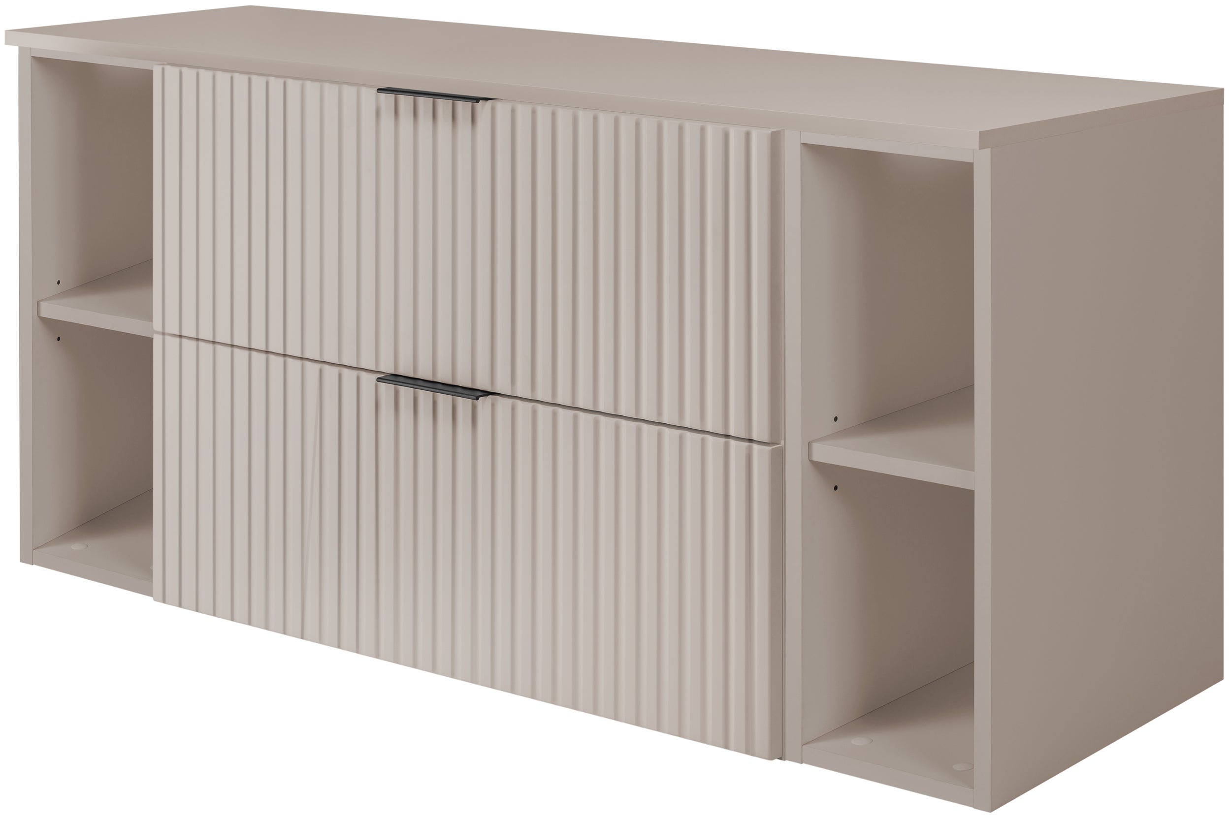 Szafka łazienkowa FLOW 120 cm kaszmir z regałami blat ryflowany front