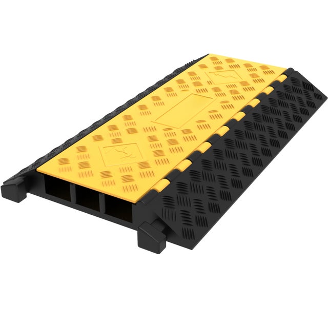 Rampe protection câble en caoutchouc à 3 canaux SucceBuy, rampe de protection de cordon robuste, rampe de tuyau d'allée, 2 canaux de 2,3 pouces
