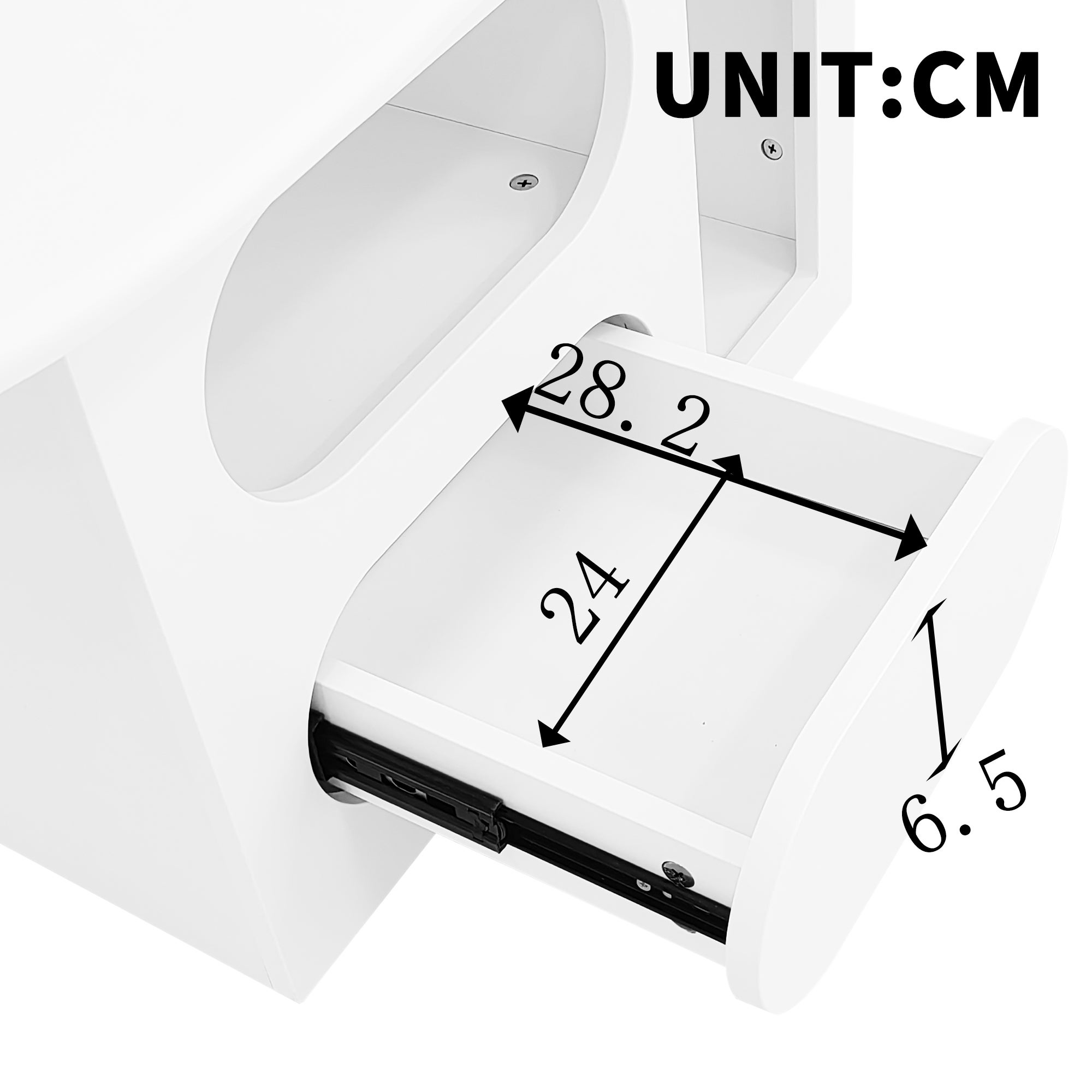 Stolik kawowy w kształcie chmurki z 1 szufladą i 2 otwartymi przegródkami - 97 x 45 x 43,5 cm - Płyta wiórowa - Biały - 8