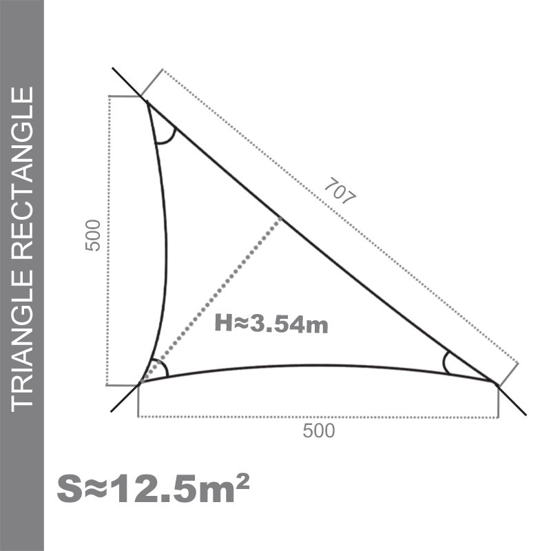 Voile d'ombrage 5 x 5 x 7,07 m imperméable 220g/m² Haute densité - Tissu déperlant - Gris ardoise - 4
