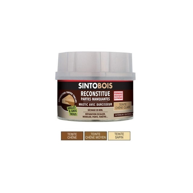 Reconstitue bois pour parties manquantes (angles, gros trous) - Pot de 550g - Sintobois