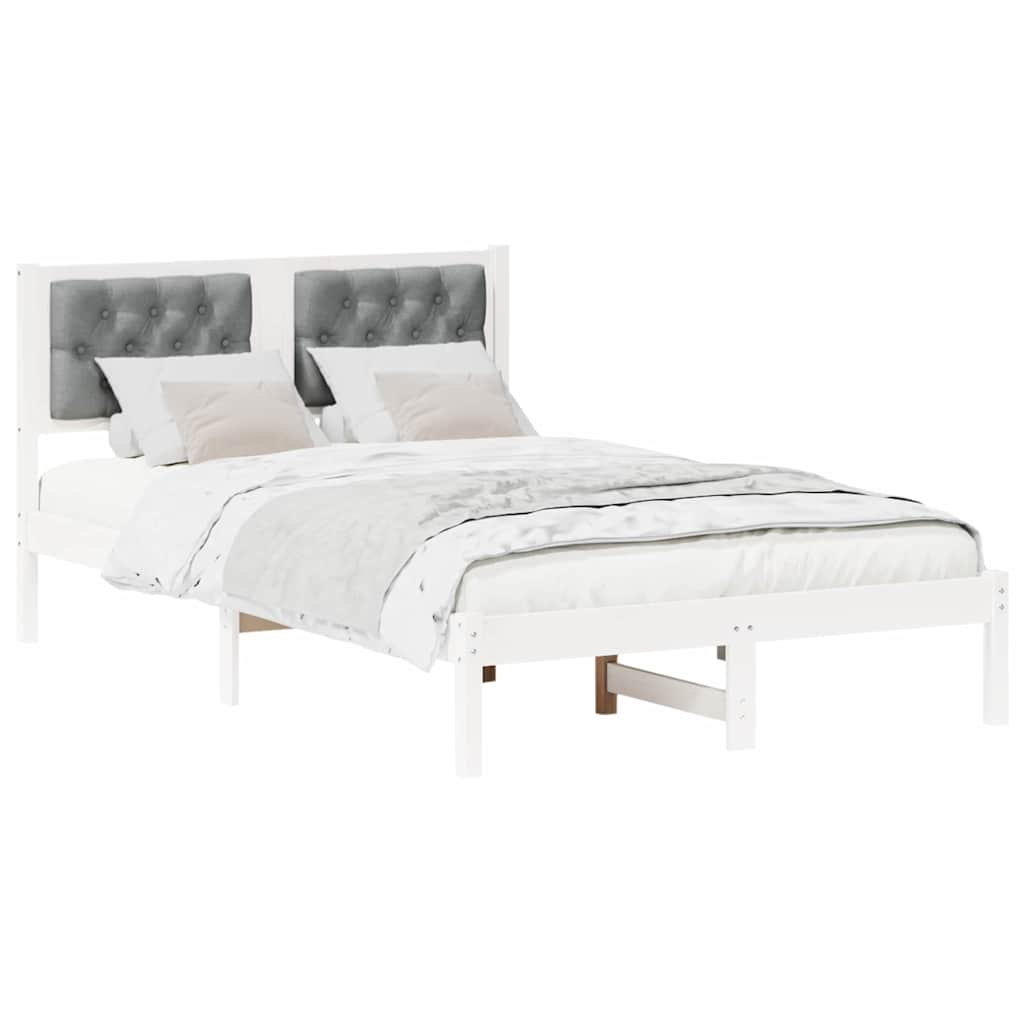 Cadre de lit gris clair, pin massif, pour la chambre, 135 × 190 cm - 3