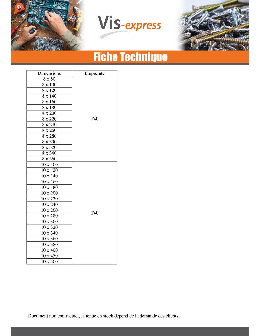 VBA Vis bois agglo Tête disque TORX T40 10X360 Acier zingué-1 pièce - 5