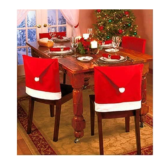 Set Di 6 Coprisedie Natalizi Elasticizzati, Con Motivi Natalizi, Lavabili, Taglia Unica Adattabile, Per Decorare La Tavola Delle Feste - 3