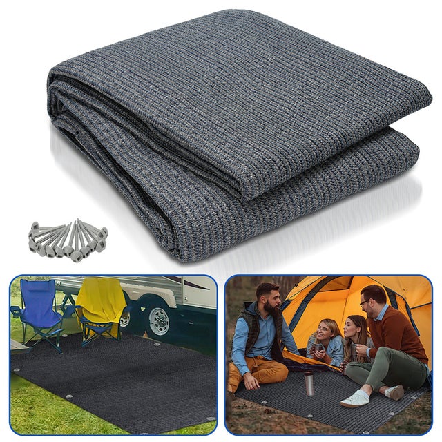 Tappeto Da Campeggio 400x400 Cm HDPE 240 G/m² | Traspirante, Antiscivolo E Lavabile | Con Picchetti E Borsa Trasporto