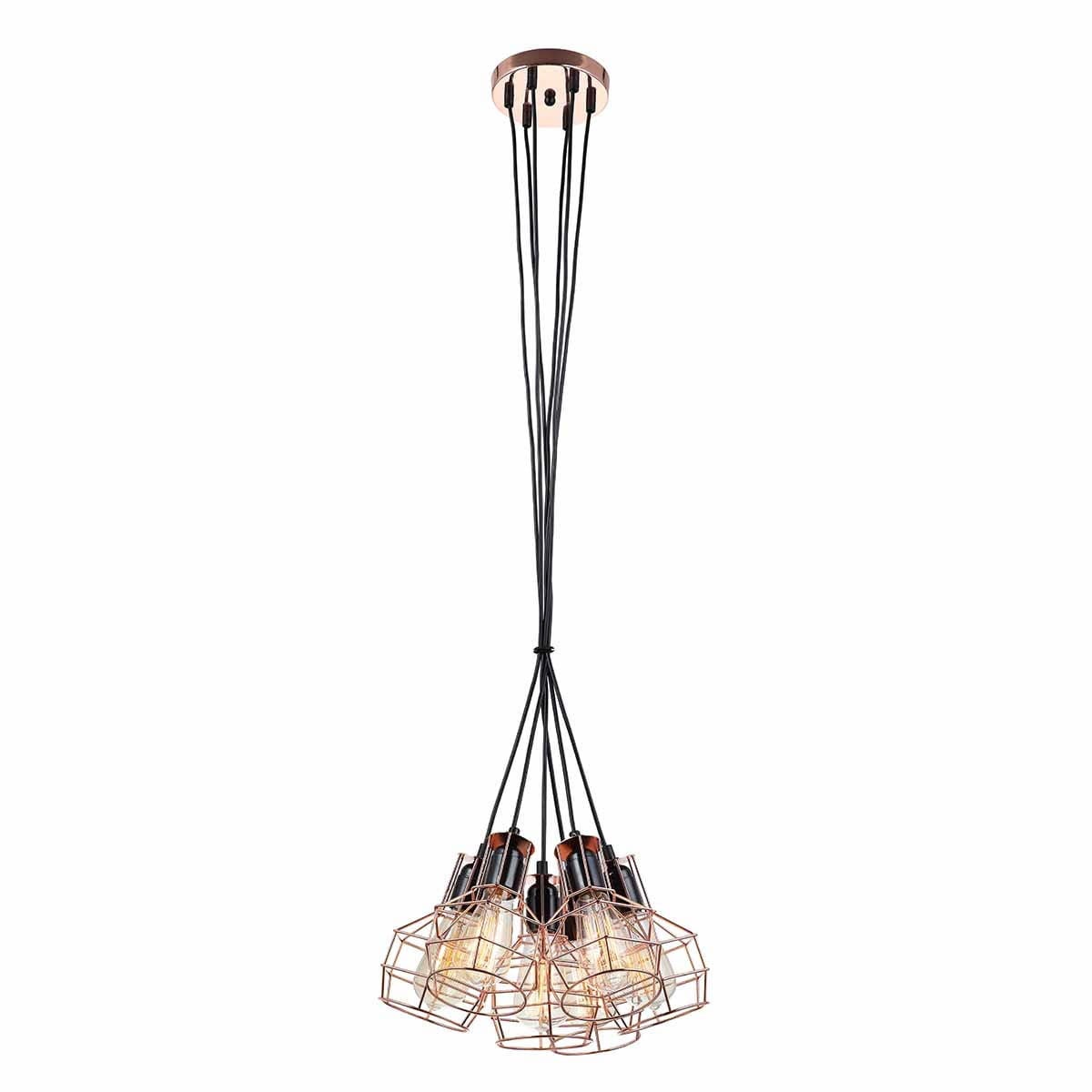 Lampa wisząca Perifo czarno-miedziana 6 x E27 x 60W wym:120x40x40cm Italux