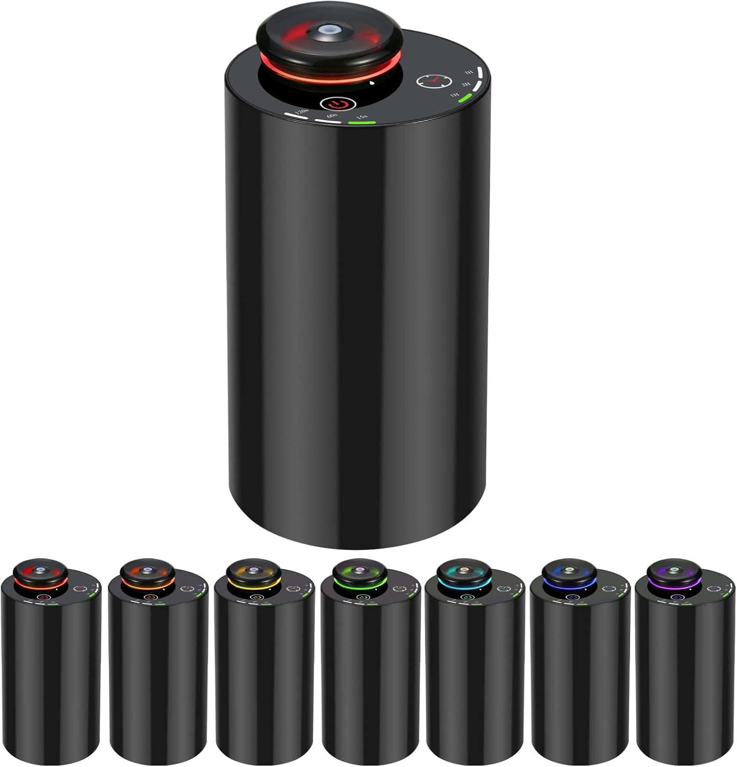 Dyfuzor olejków eterycznych bez użycia wody, zasilany baterią, 3 tryby rozpylania, 4 timery, 7-kolorowe diody LED, odświeżacz powietrza (czarny)