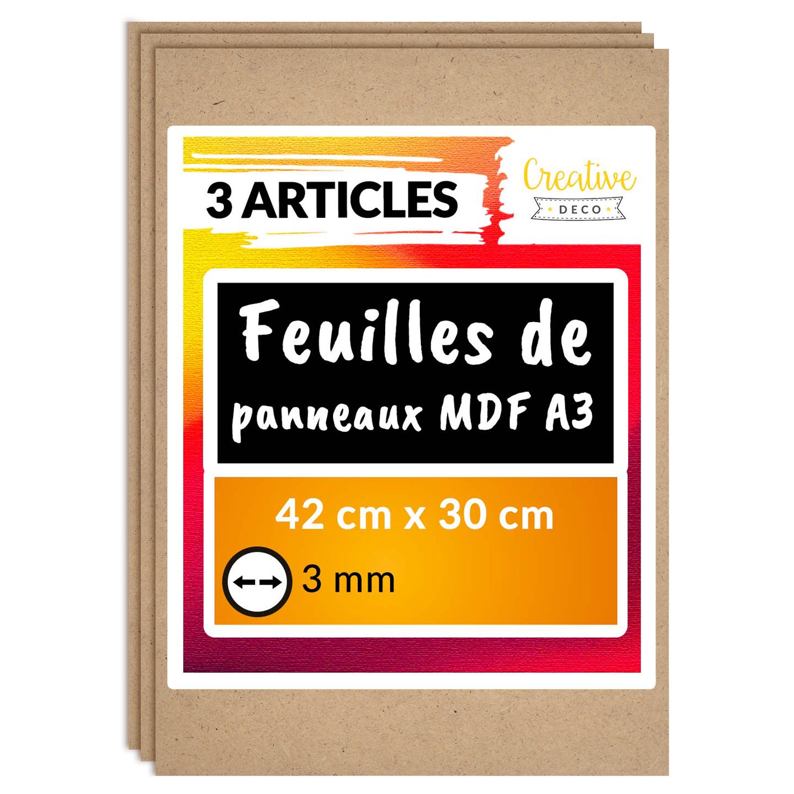 Creative Deco 3 x A3 MDF Tablero Madera | 420 x 300 x 3 mm | Perfecto ...