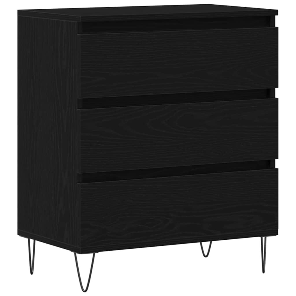 Credenza Rovere Nero In Legno Multistrato 60x31x70 Cm - Mobile Soggiorno/Cucina Con Ante E Ampio Spazio
