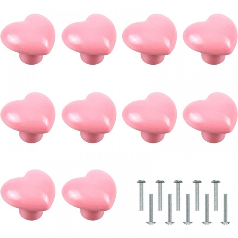 Uchwyty meblowe - do szuflad, szafek - ceramiczne - 10 sztuk - 40x36 mm - różowe