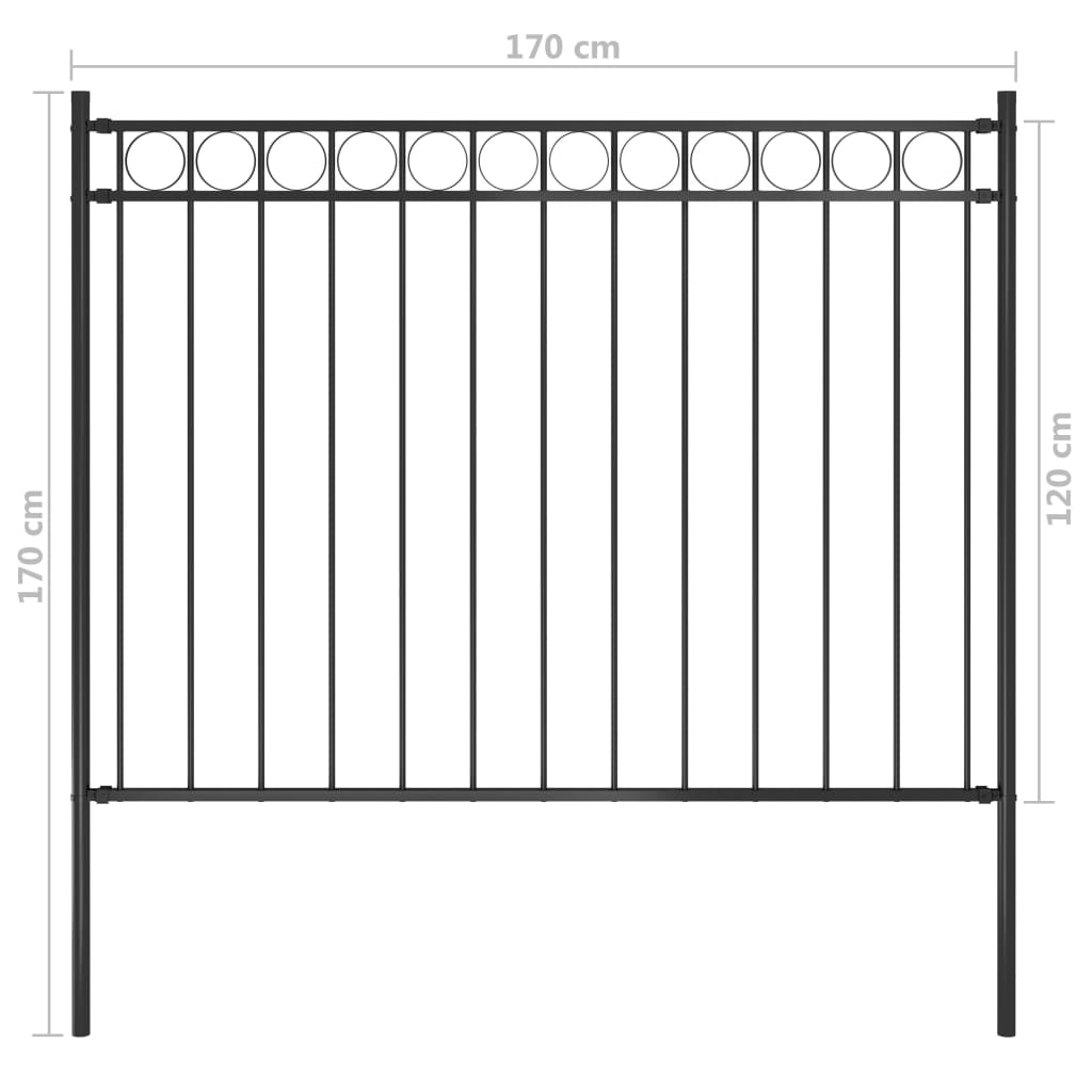 Clôture de jardin Acier 1,7x1,2 m Noir CFW50743 - 4