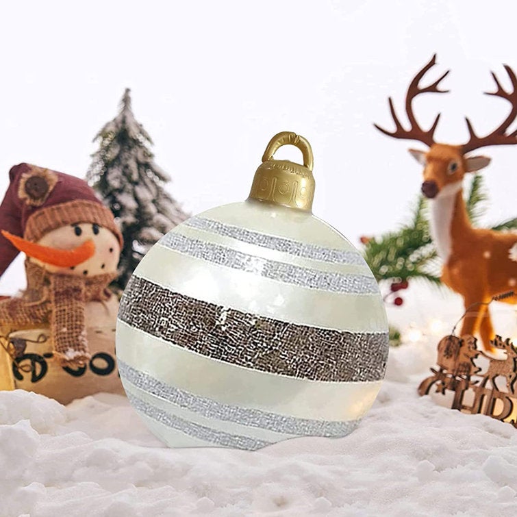 Boule de noël gonflable géante de 60cm, ornements avec lumière LED et télécommande, décorations de boule de soufflage de noël - 3