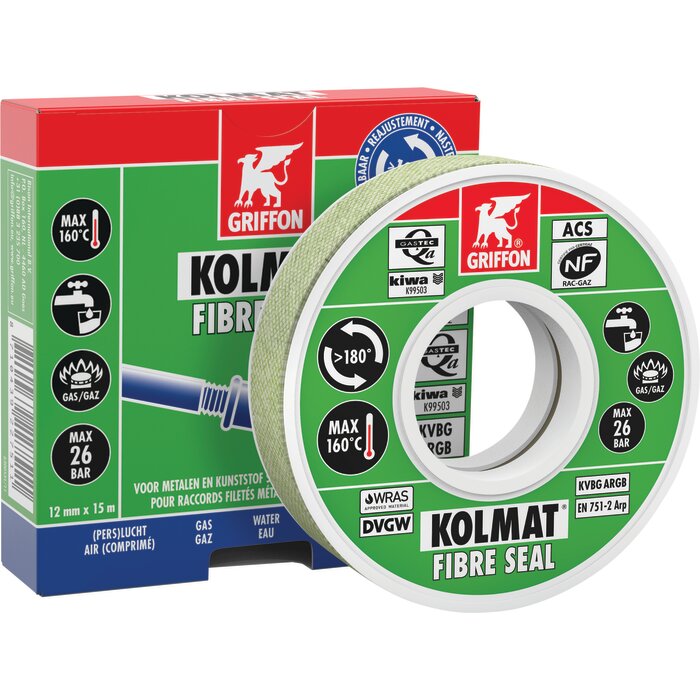 Bande étanchéité raccord fileté KOLMAT FIBRE SEAL-12mm x 15m - 3