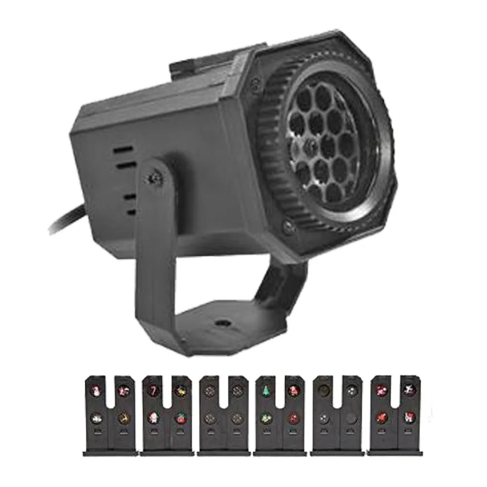 Projecteur de noël, lampe de Projection de flocon de neige de noël, lumière de scène avec 6 cartes à motifs aléatoires, lumière Laser rotative - 4