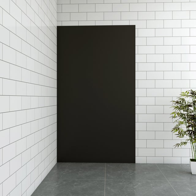 Panneau Mural pour Douche en Aluminium avec les Profiles, Noir 90 x 210 cm - Habillage Mural Étanche pour Salle de Bain, Installation Rapide