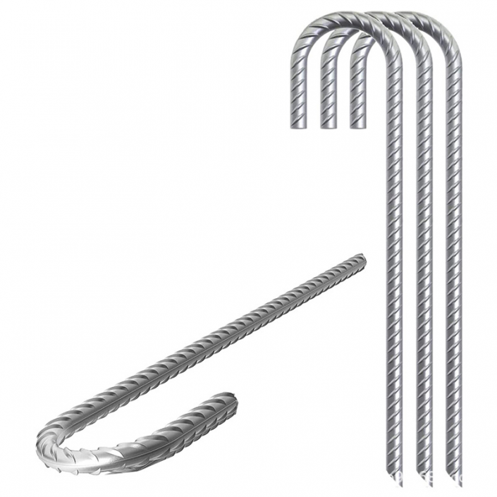Zestaw 4 sztuk, Kołki mocujące do gruntu L, stal galwanizowana, do namiotu, 30 cm, stal elektro-cynkowana, srebrny