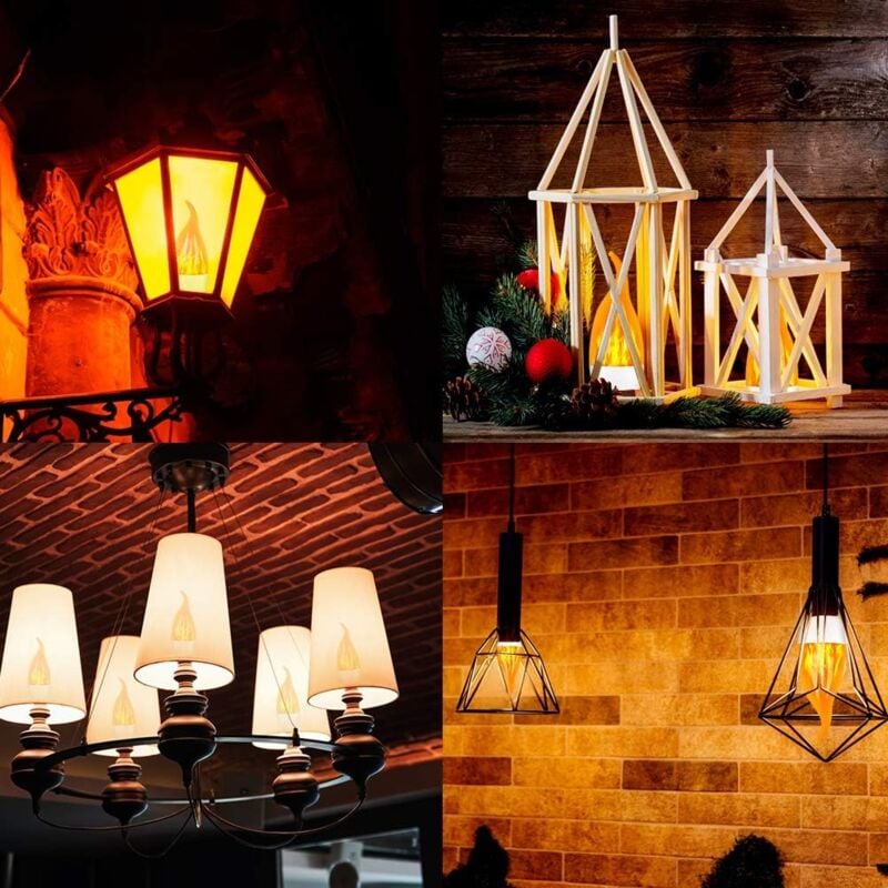 Lot de 4 Ampoules LED 3 W E14 Ampoule Effet Flammes avec 1 Modes d'éclairage Ampoule Décorative pour Halloween, Noël, Saint-Valentin, Fête de mariage - 3