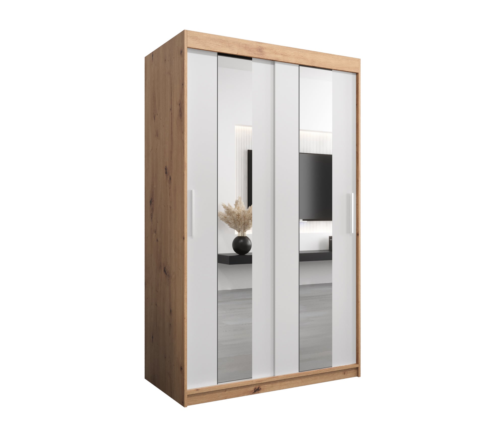Szafa przesuwna garderoba POLE 120 x 62 x 200 cm Artisan + Biały - Abiks Meble