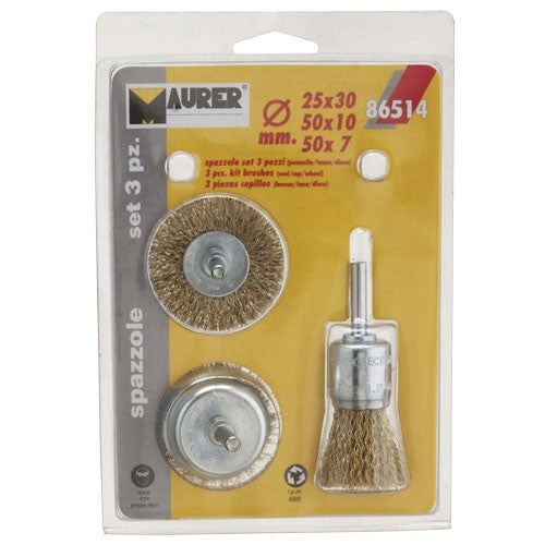 Set De 3 Brosses En Laiton GRAPHITE – Tasse, Disque, Droite Pour Meuleuse, Décapage Et Polissage