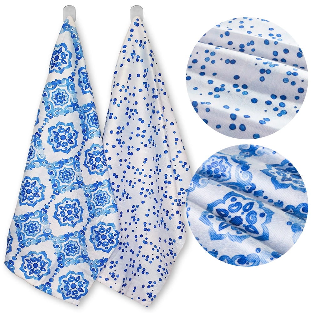 Ścierka kuchenna Ocean Blue komplet 2x 38x60 biała i niebieska - Irya