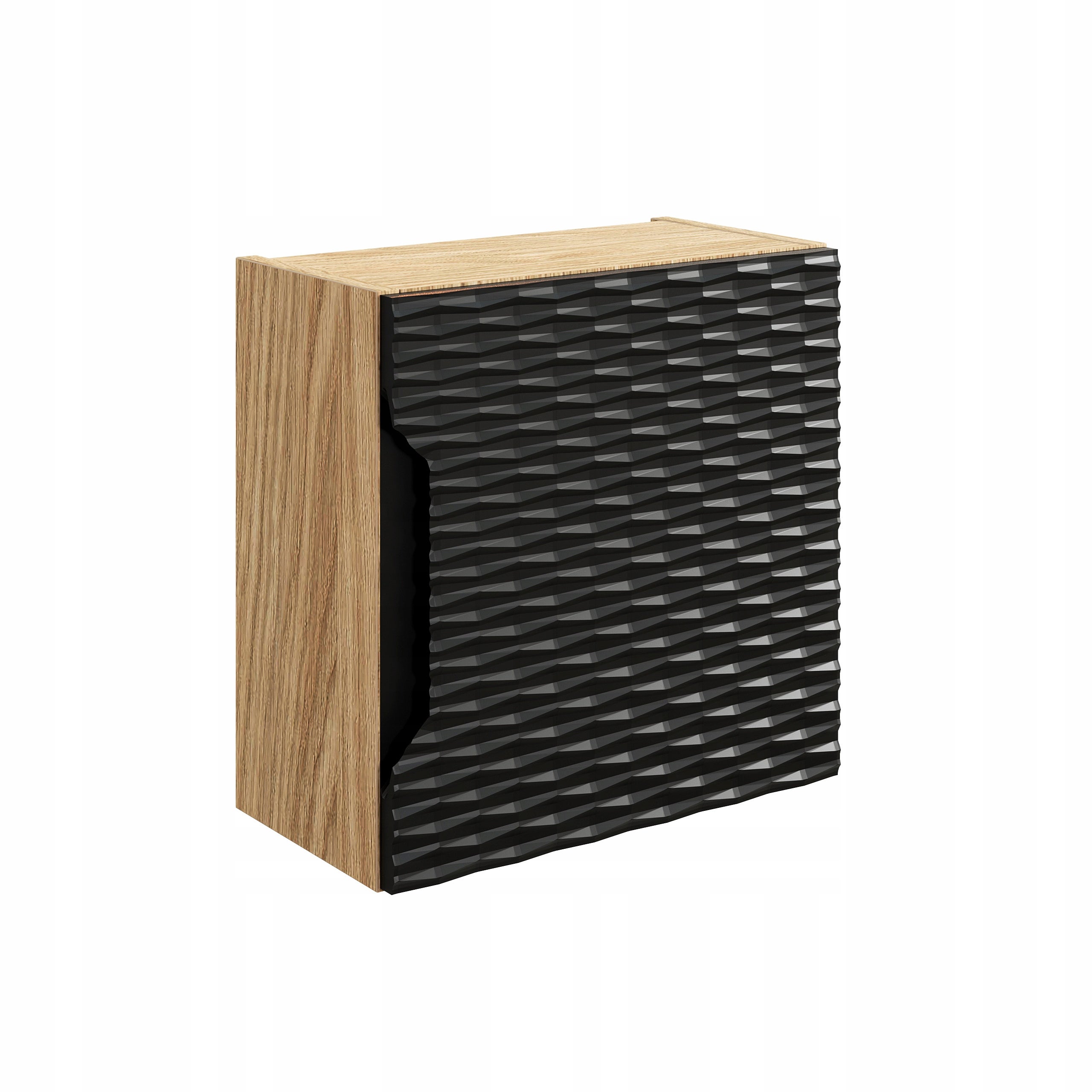 Szafka łazienkowa OCEAN 35 cm czarna dąb olejowany front 3D MDF wisząca kwadratowa - 5
