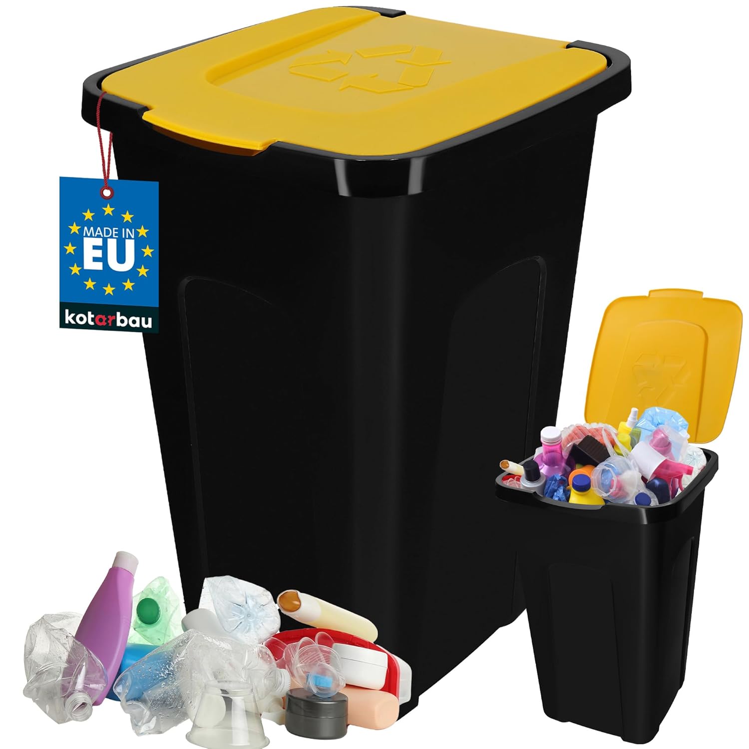 Poubelle Cuisine Tri Sélectif de 50 L avec Couvercle en