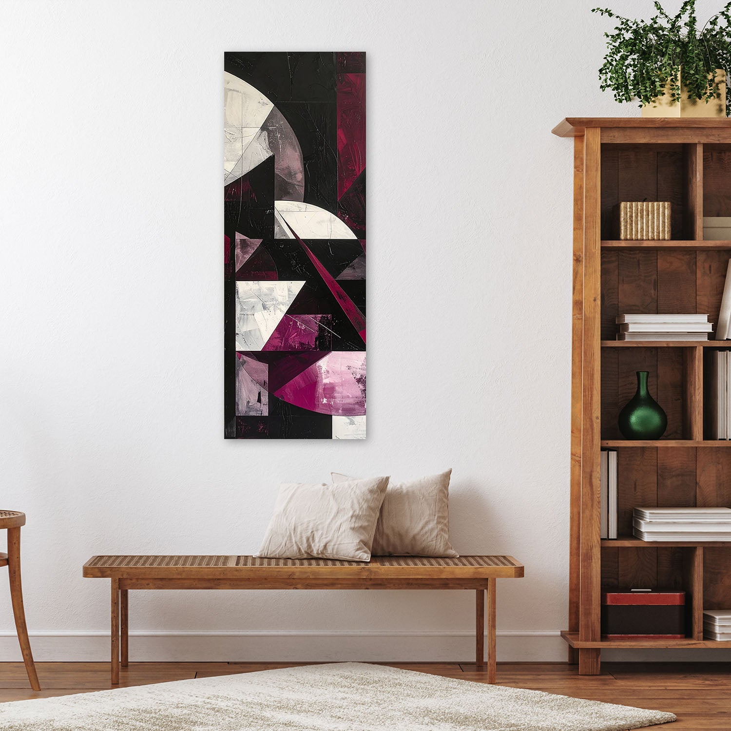 Obraz do salonu biura kuchni, Abstrakcyjne kształty burgundowy 50x150 - 2