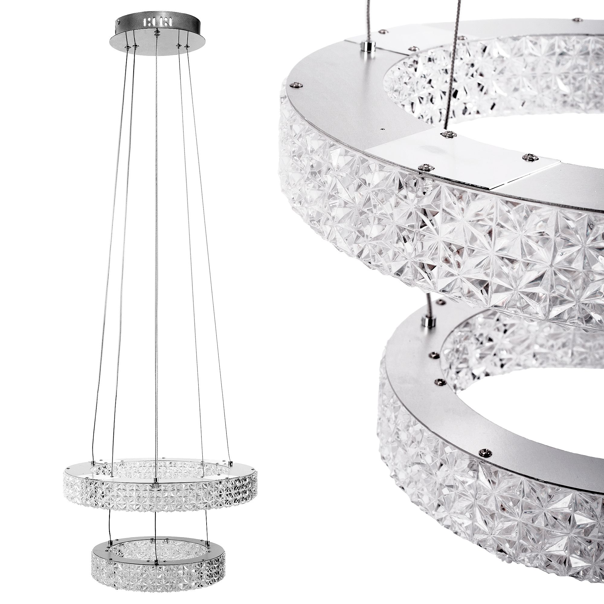 Lampa Sufitowa Wisząca Kryształowa Led Toolight Ms006-Cp Chrom